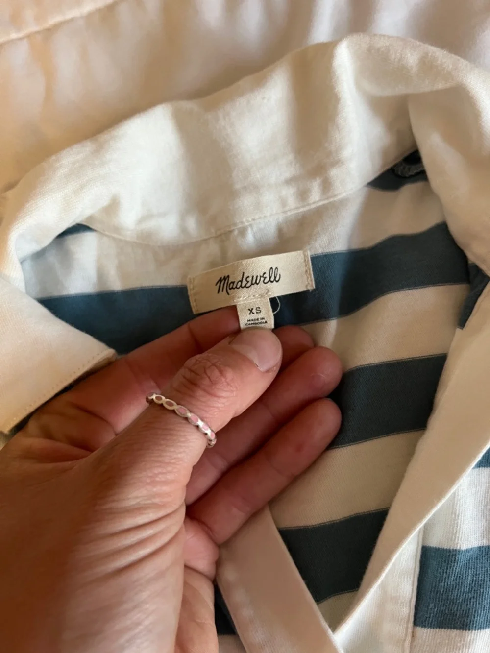 Madewell Blue and White Striped Polo Top size XS - Picture 2 of 5